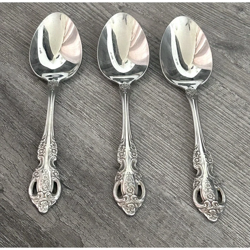 Onieda RENOIR PEMBROOKE Teaspoons Set of 3 Stainless Made In USA‎ Discontinued